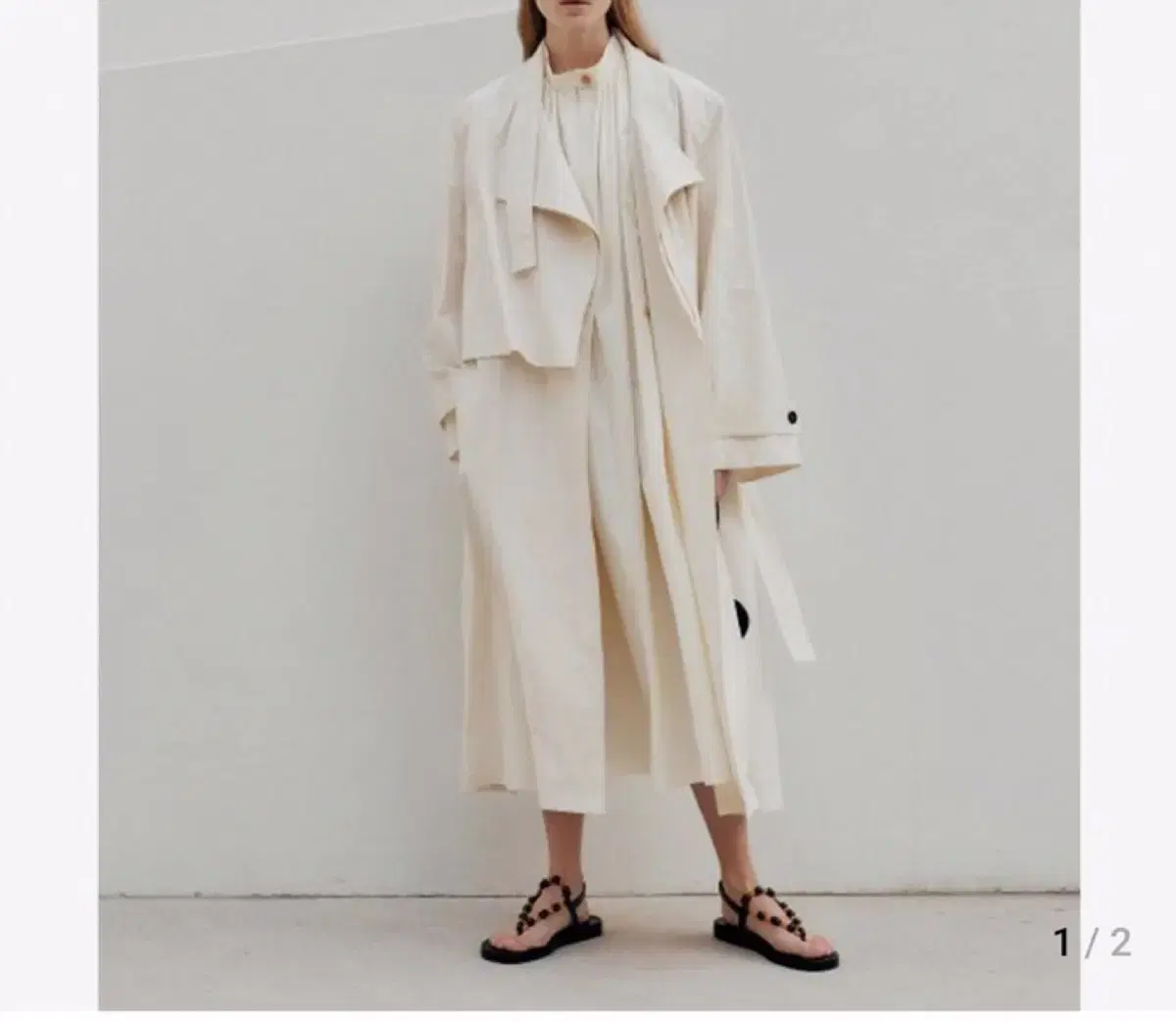 【LOW CLASSIC】CREAM DOUBLE COLLAR TRENCH LOW CLASSIC Double Collar Trench Coat XS, New with tags | Bunjang